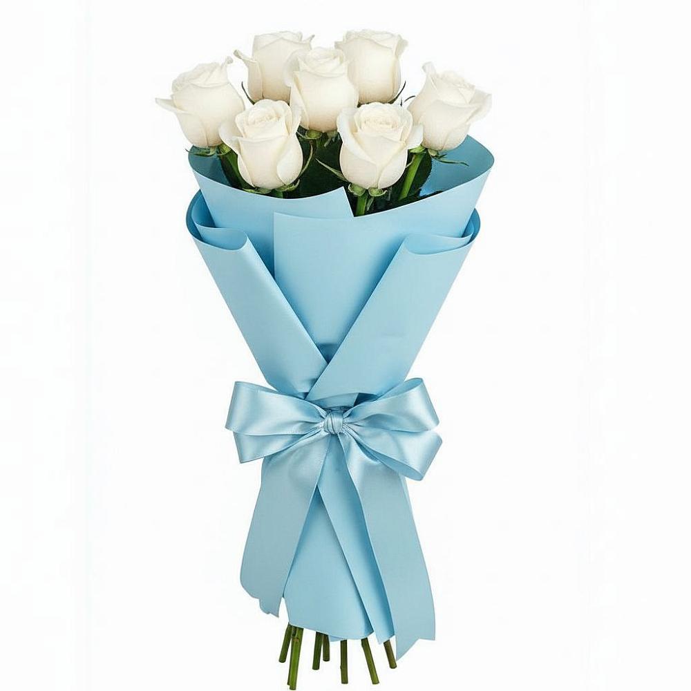 Букет 7 белых роз Проуд в Константиновской Ставропольского края