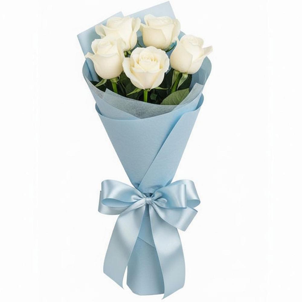 Букет 5 Белых роз Проуд в Константиновской Ставропольского края