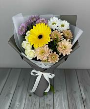 Букет цветов из:  Розы, Герберы и Хризантемы в Константиновской Ставропольского края