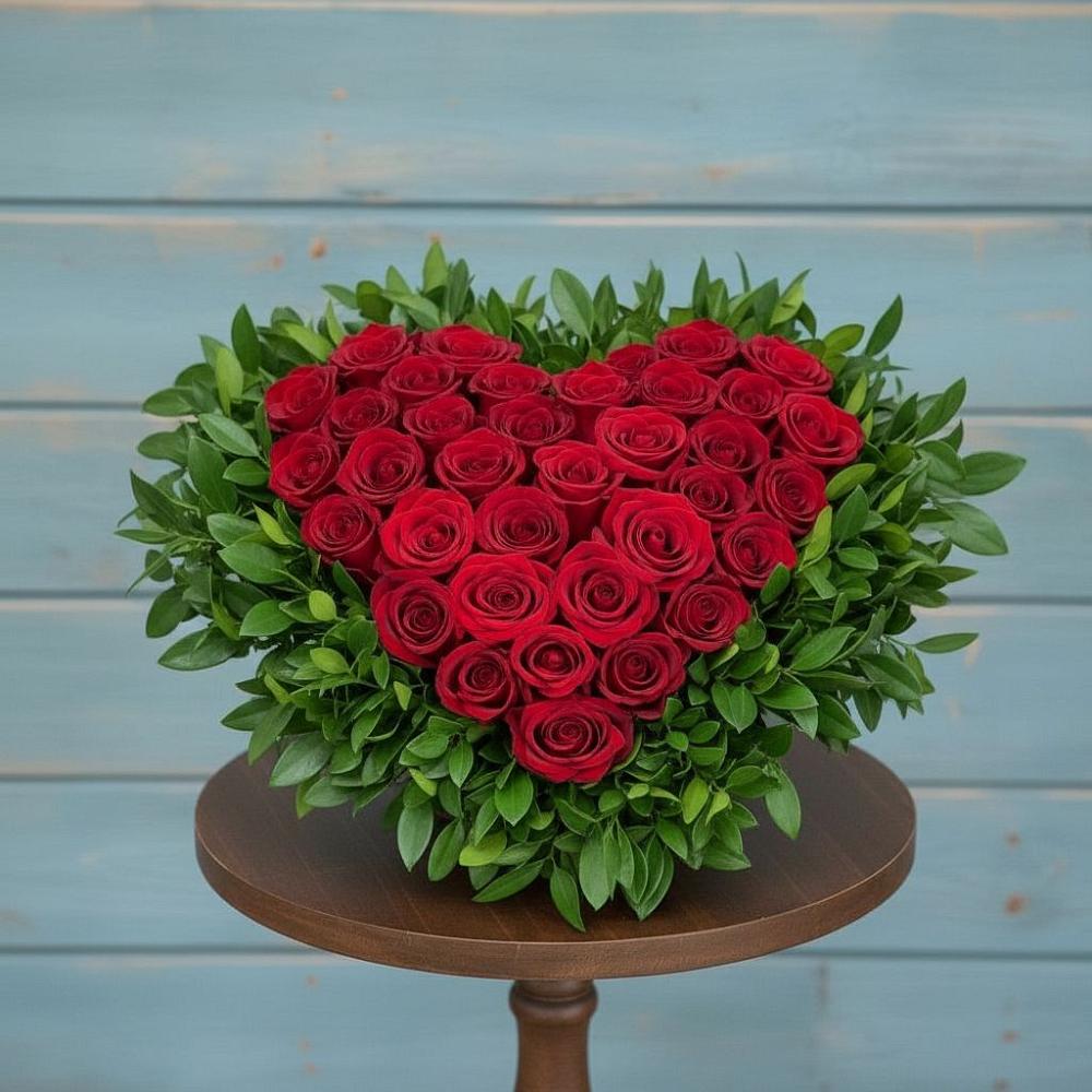 Цветочная композиция из Розы в виде сердца в Константиновской Ставропольского края