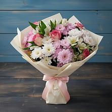 Букет цветов из:  Хризантемы, Альстромерии и Розы #REPLACE_PRED# Константиновской Ставропольского края